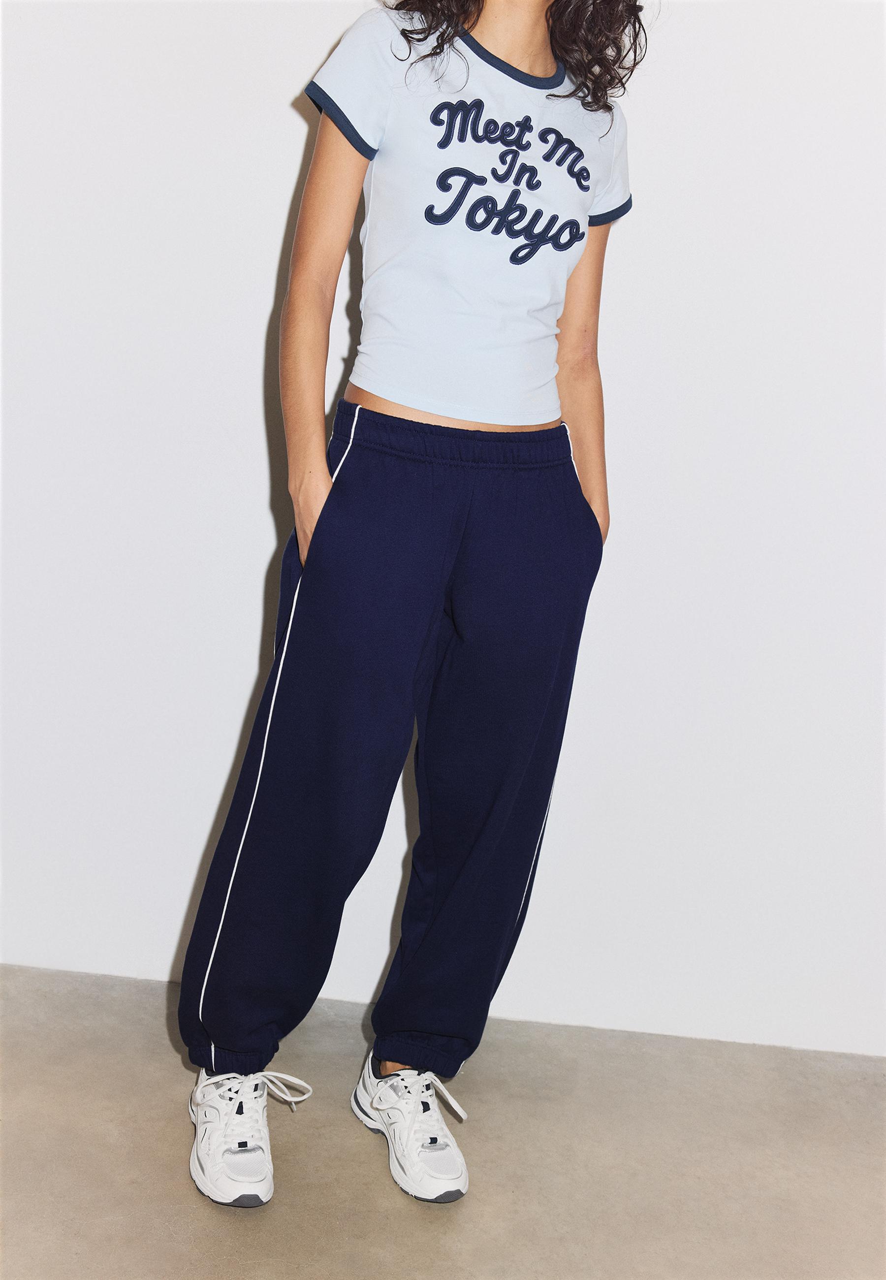 Piping jogger trousers — Navy blue