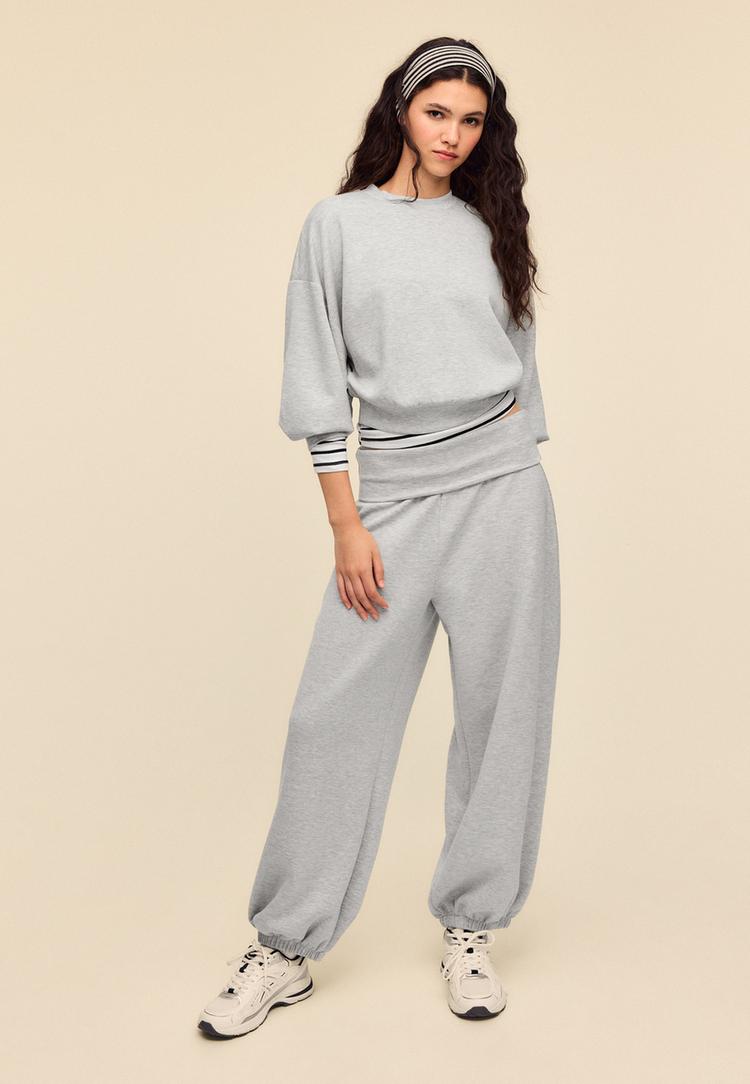 yumusak dokulu yarasa kollu sweatshirt