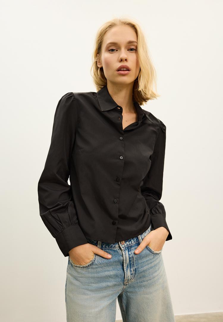 basic buzgulu poplin gomlek