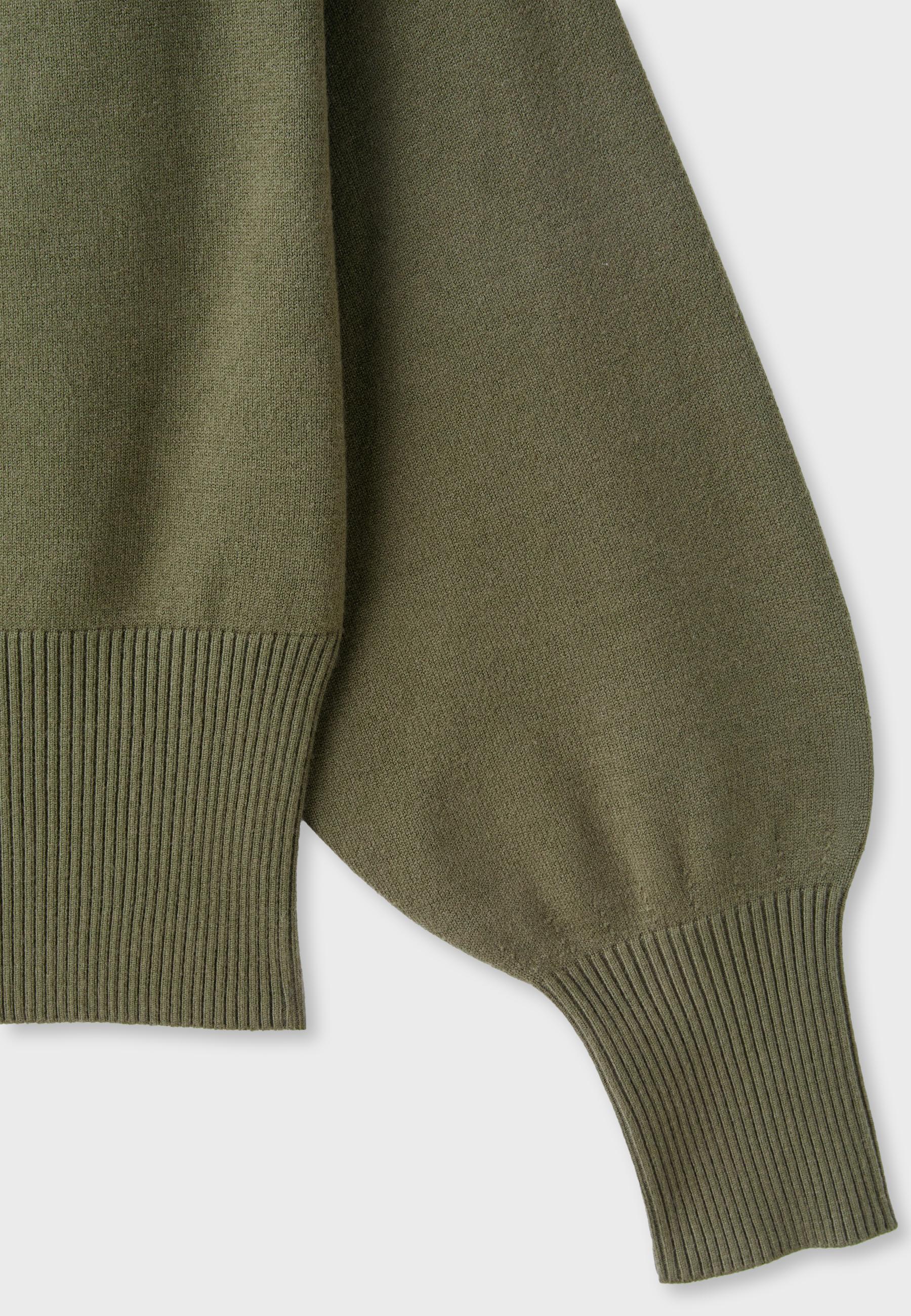 Asymmetric ribbed hem knit jumper — Khaki
