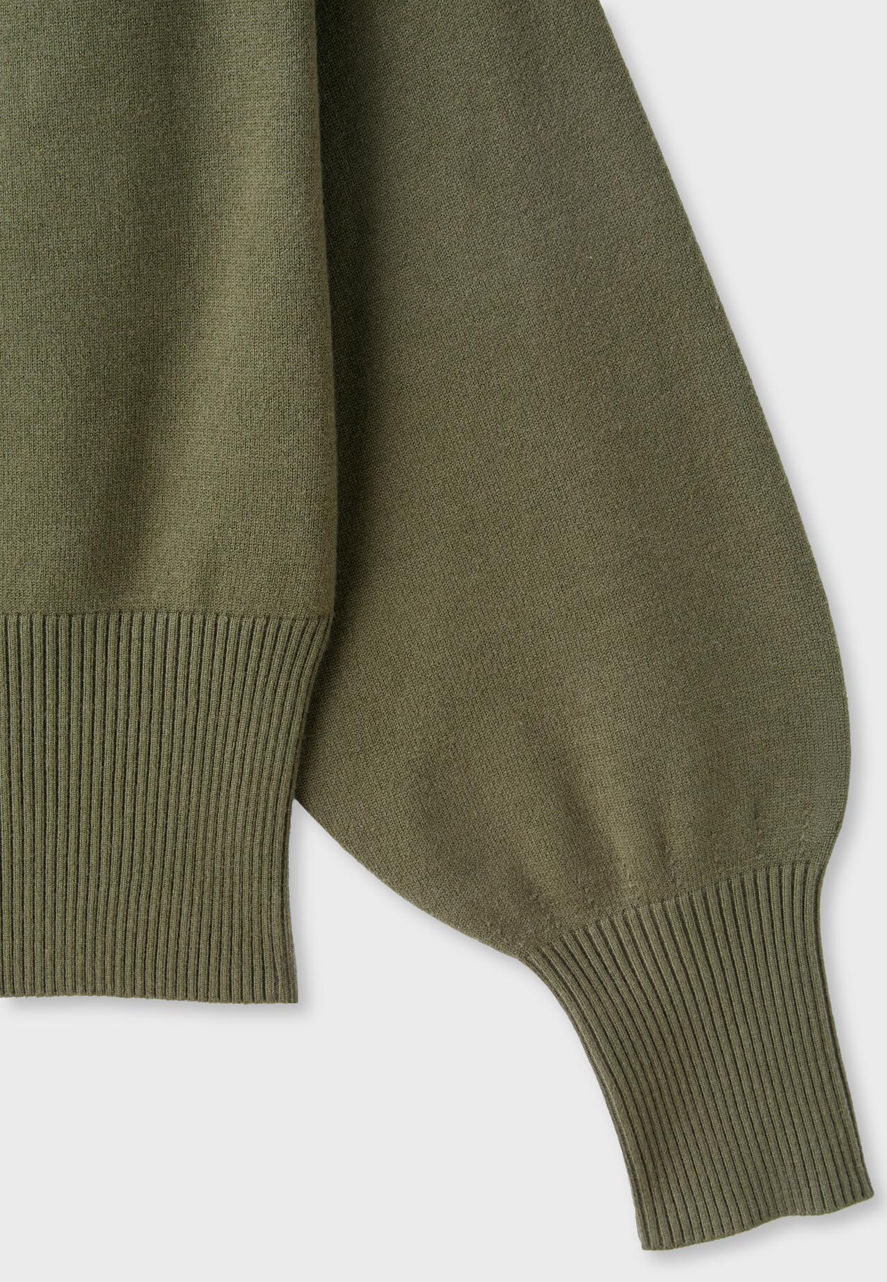 Asymmetric ribbed hem knit jumper — Khaki