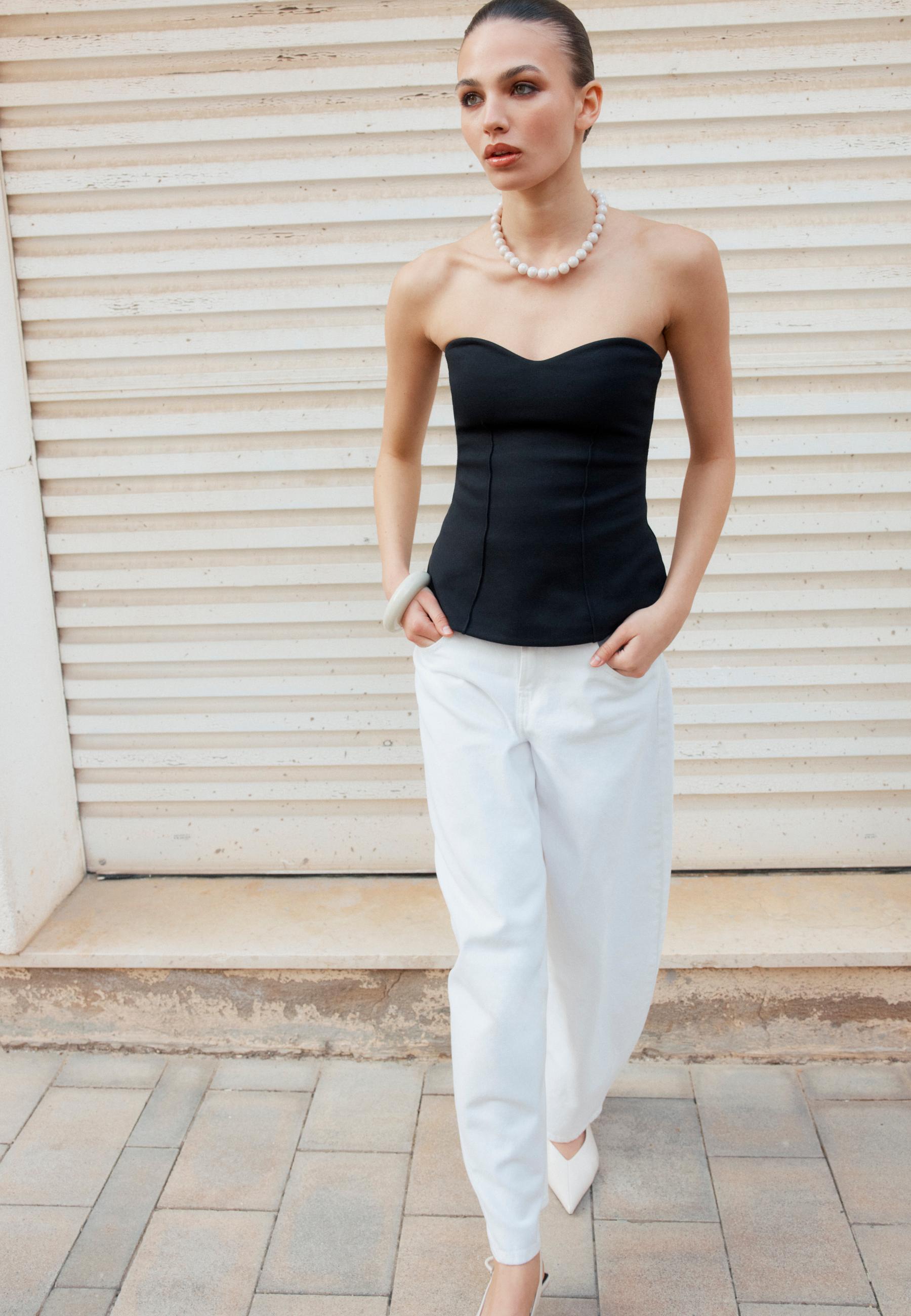 Stradivarius Kalp yaka bandeau top görsel 8