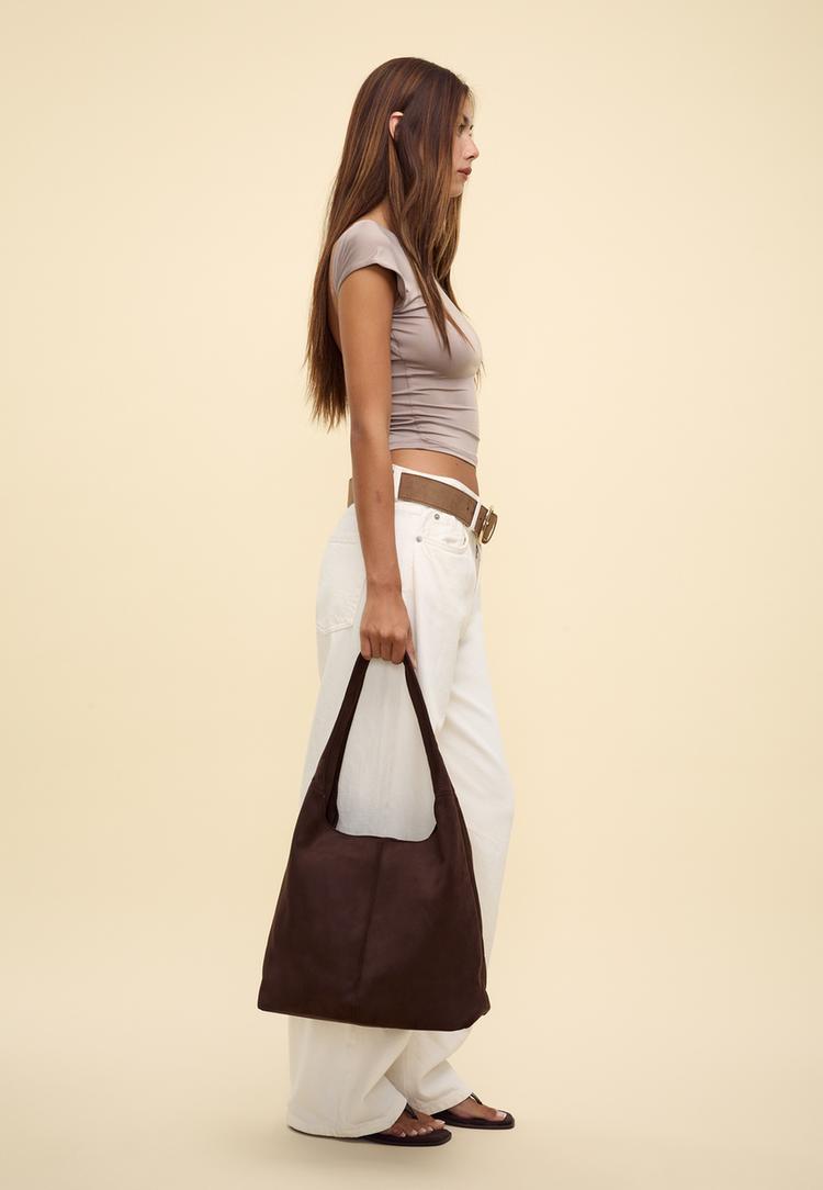 faux suede shoulder bag