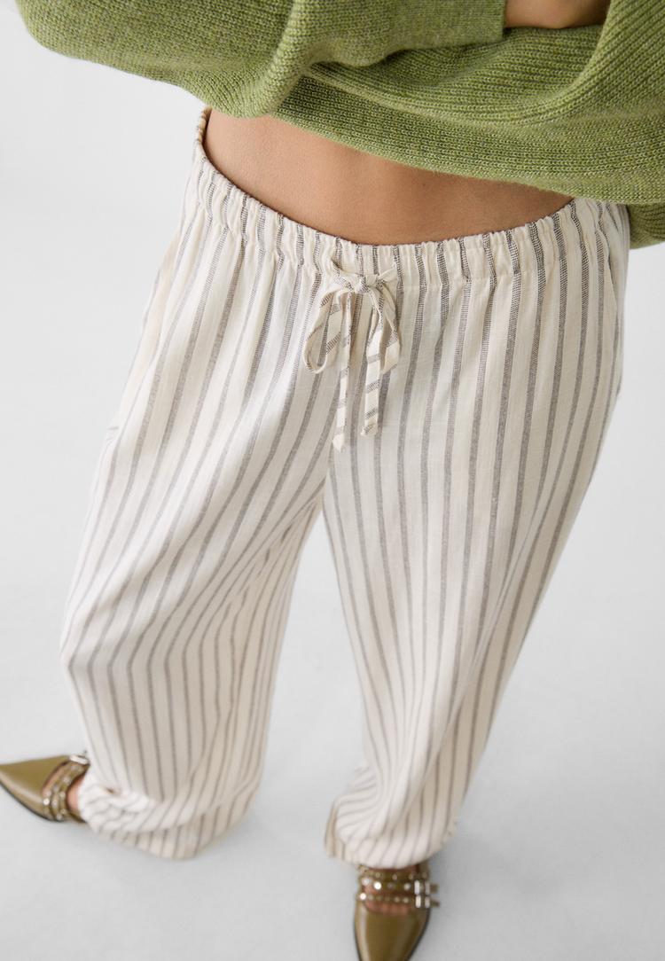 pantalon fluido con lino print