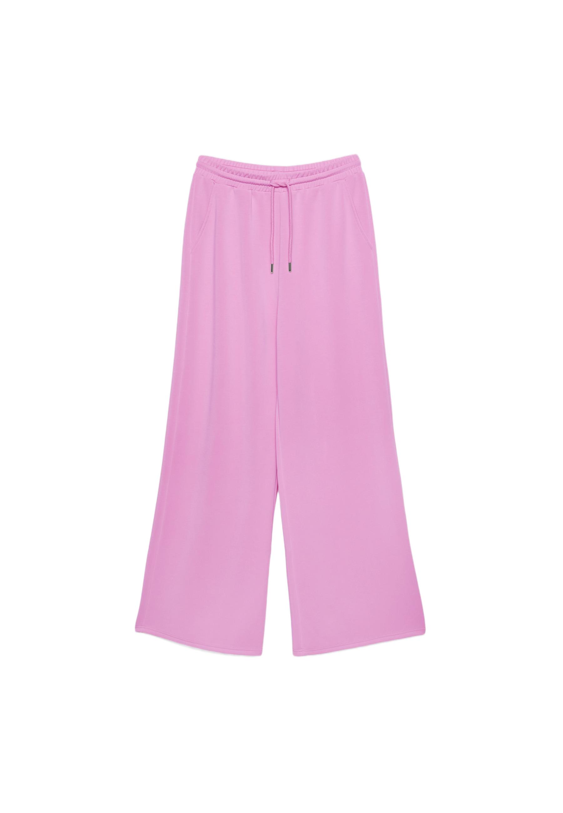 Soft-touch palazzo joggers — Bubblegum pink