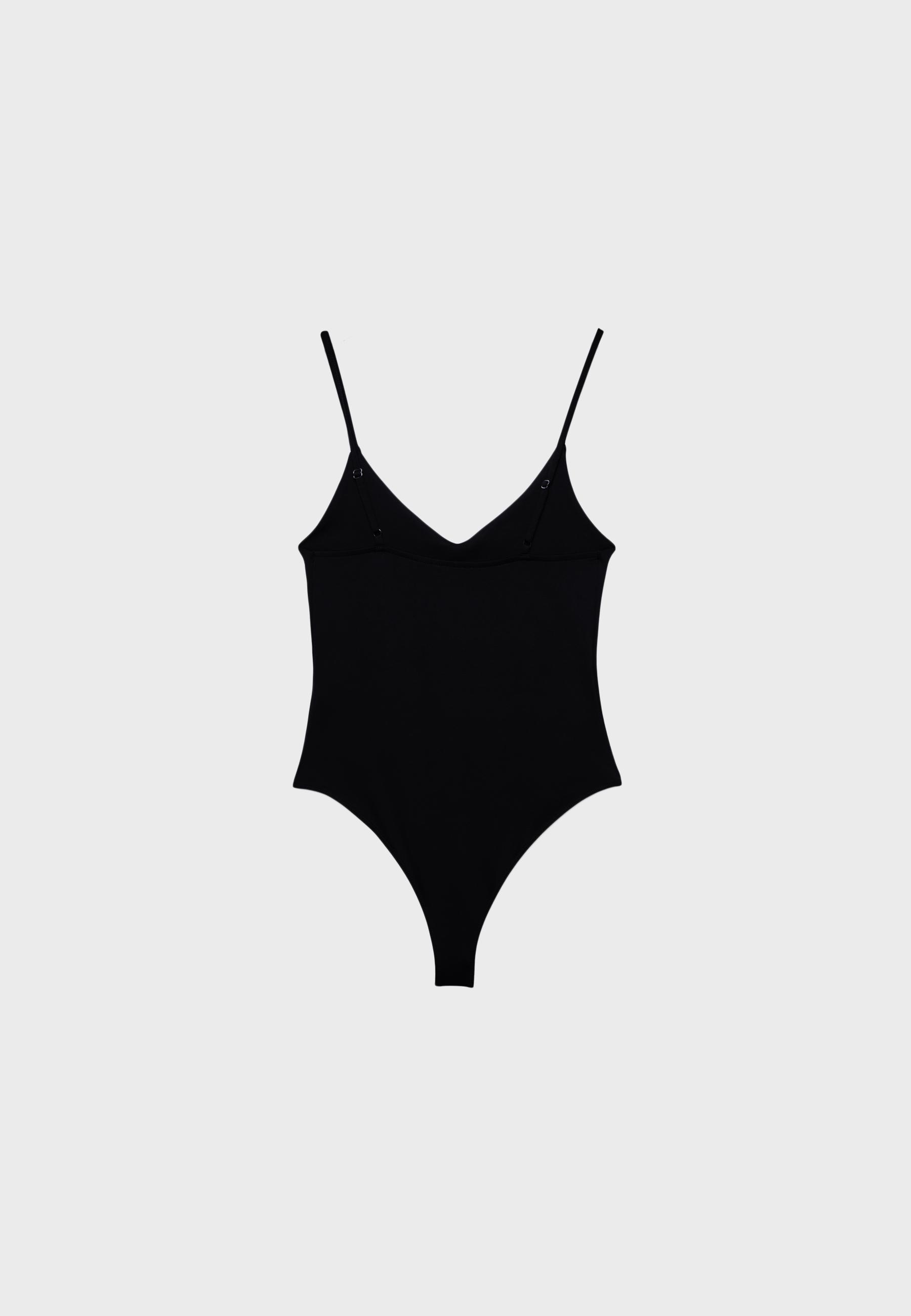 V-neck strappy bodysuit — Black