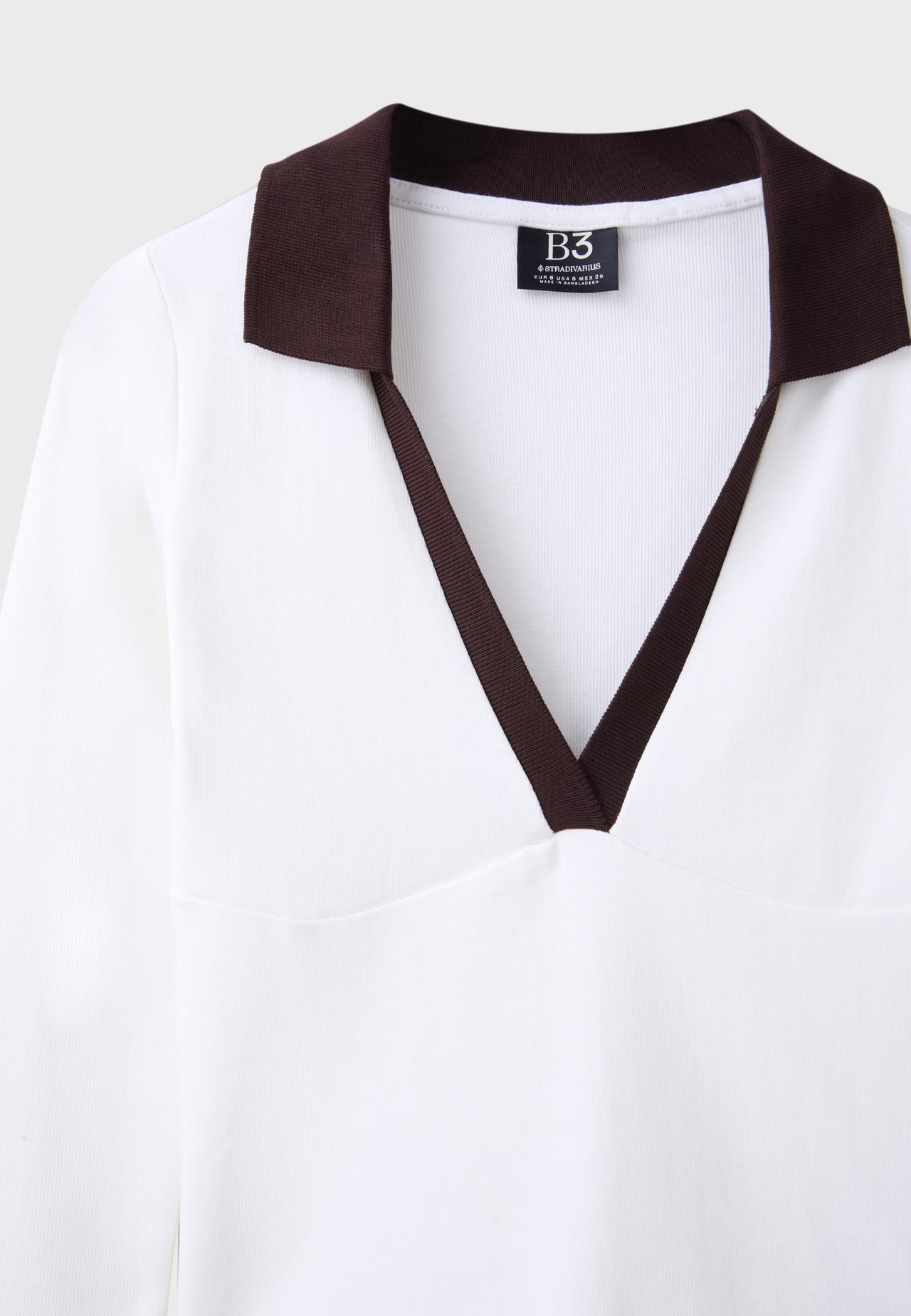 B03 Stretch polo T-shirt — Ecru