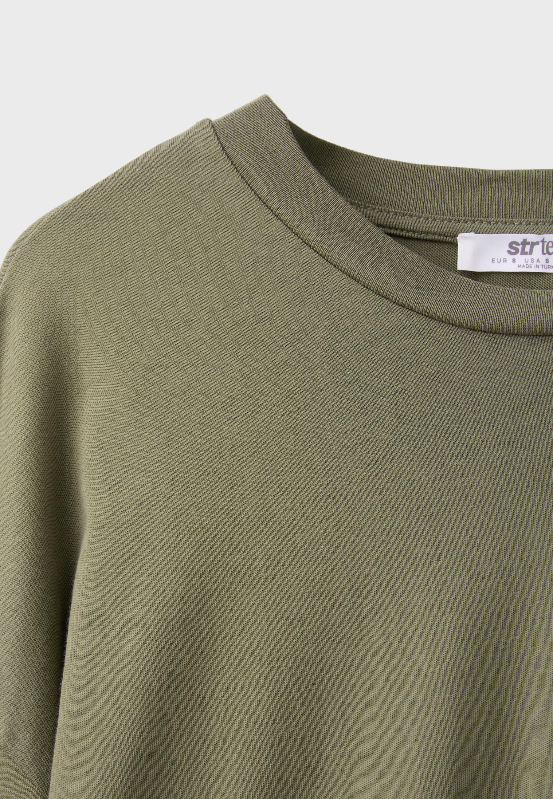 Boxy long sleeve T-shirt — Khaki