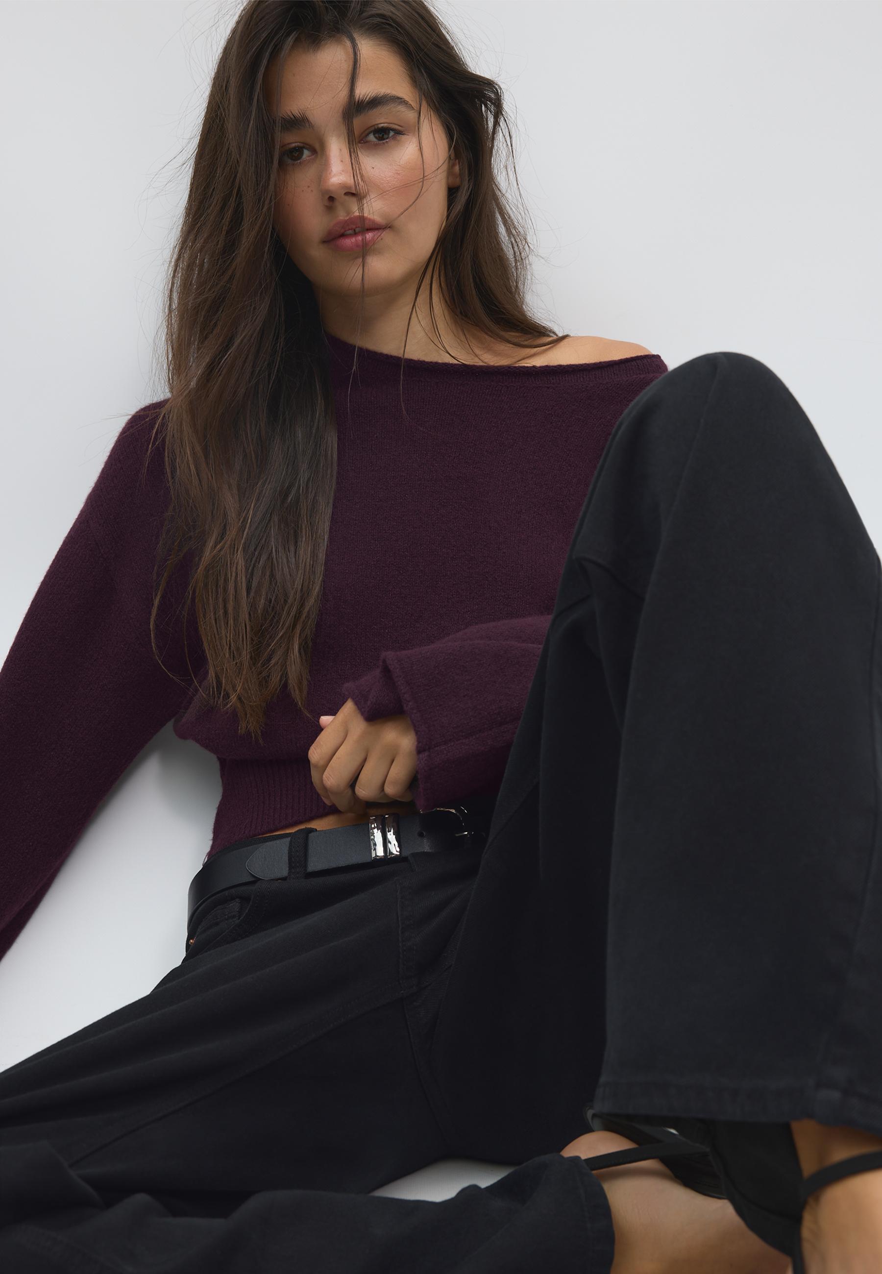 Soft knit waistband jumper — AUBERGINE