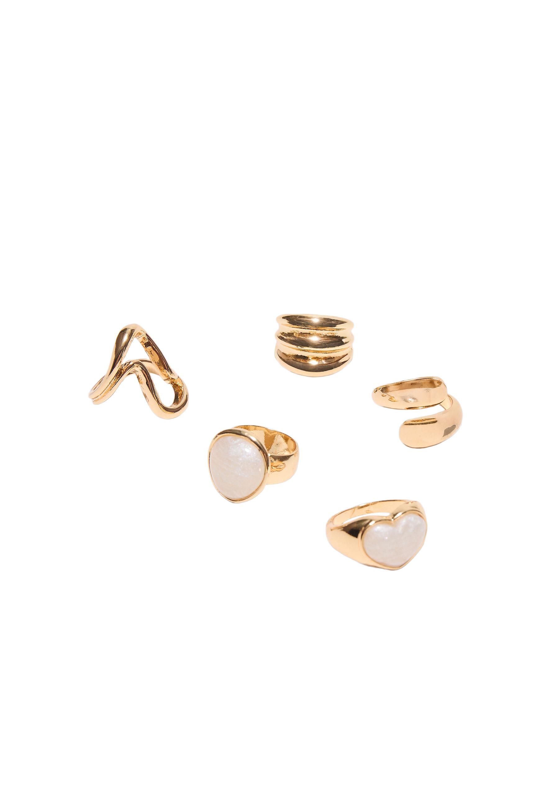 Set of 5 heart rings — Gold (alternate view)