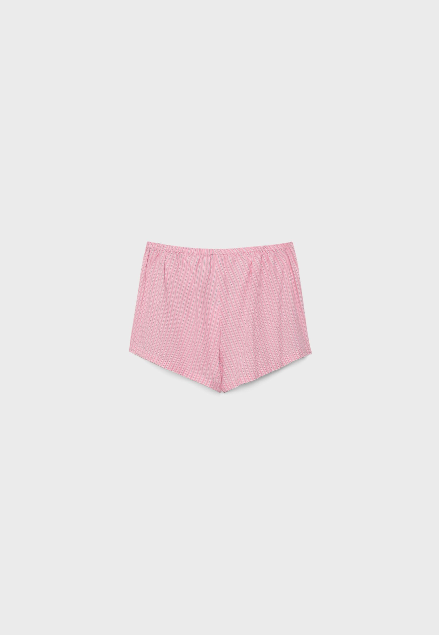 Embroidered striped sarong mini skort — Bubblegum pink