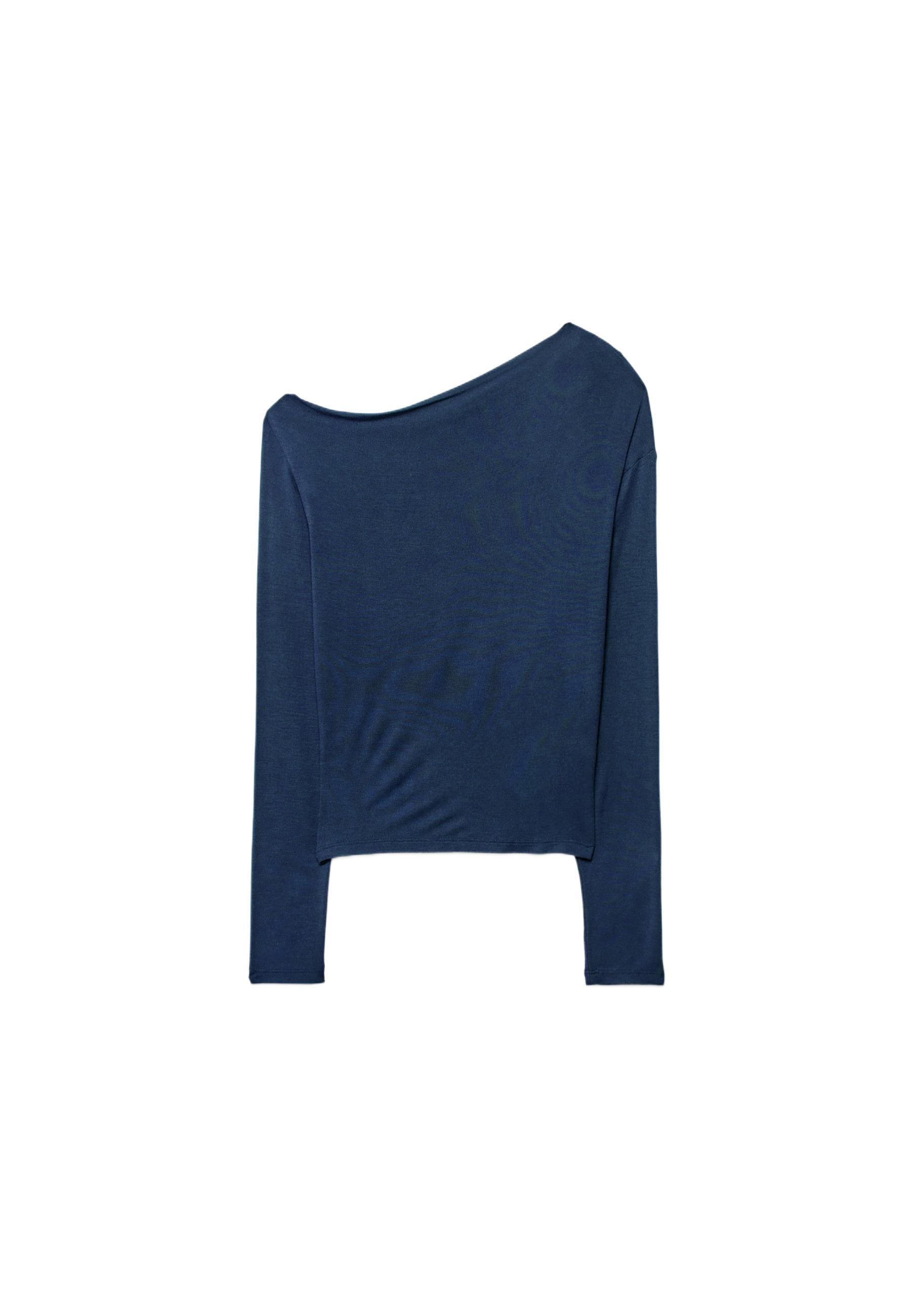 Asymmetrical neckline top — Navy blue