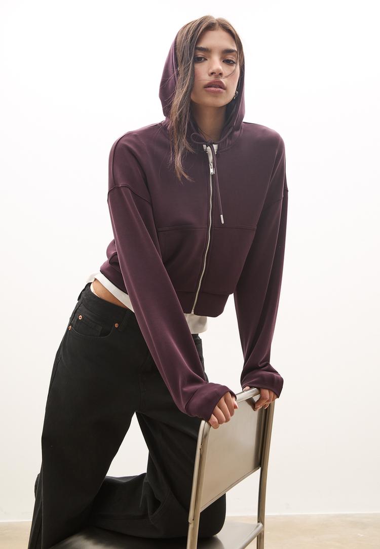 soft touch sweater met rits