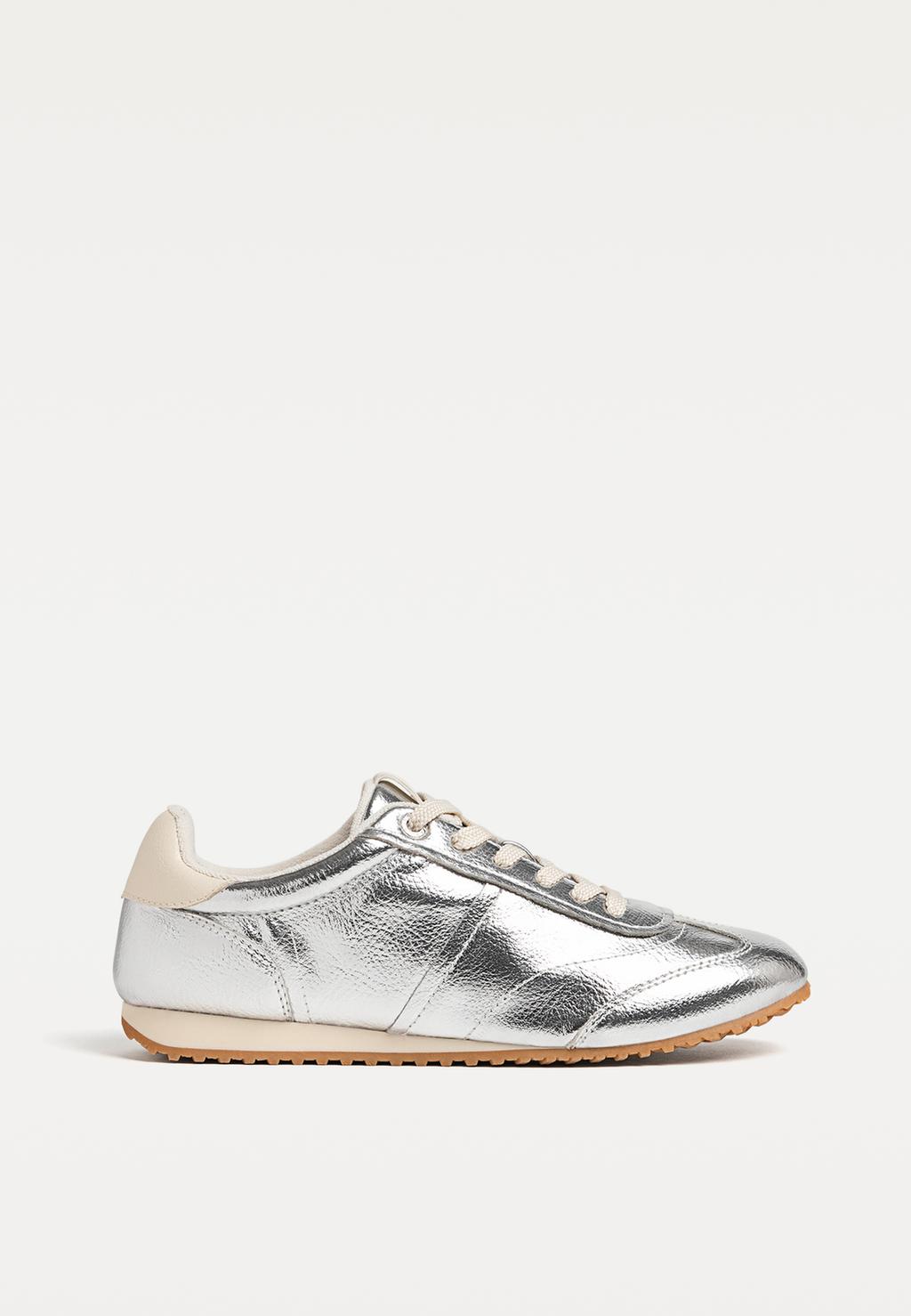 Silver casual retro trainers