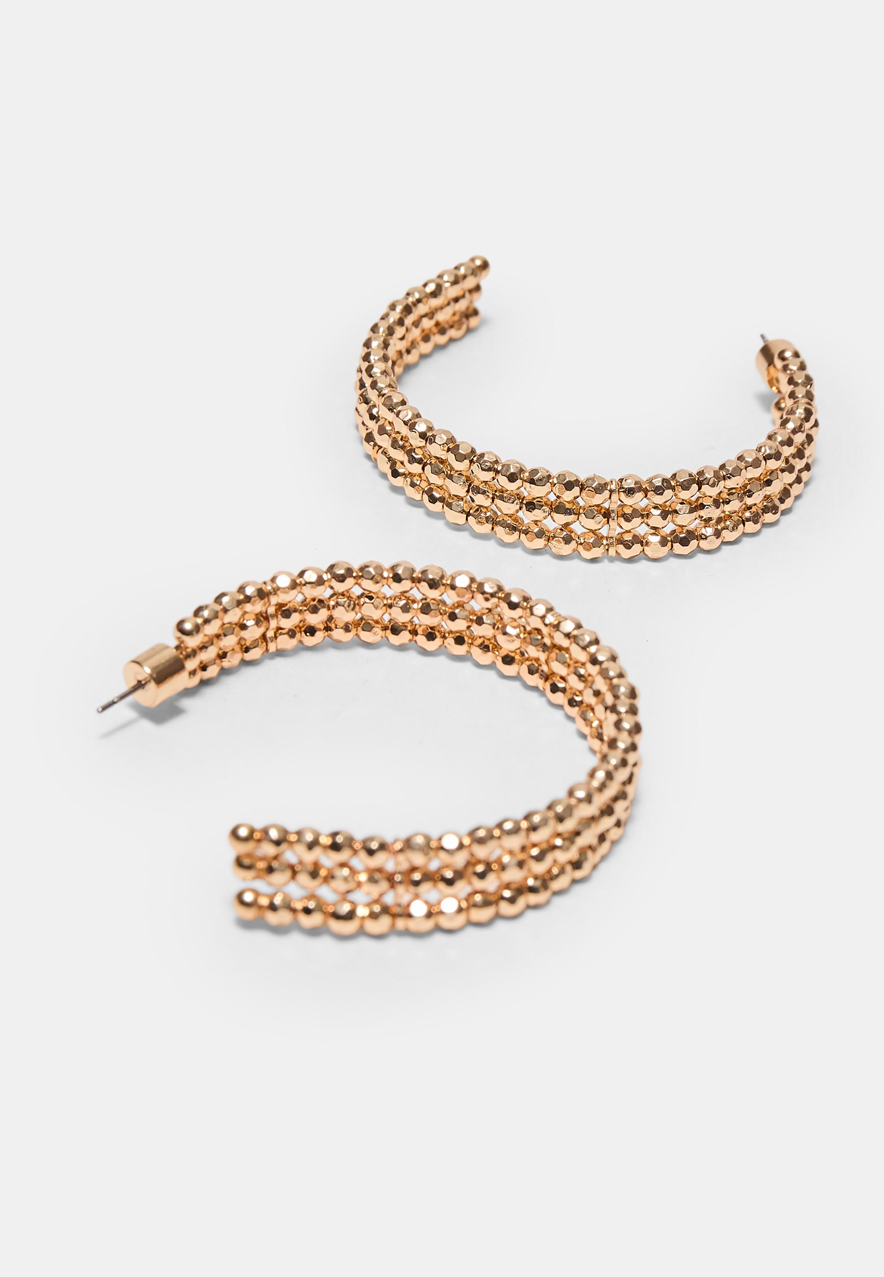 Beaded hoop earrings — Gold