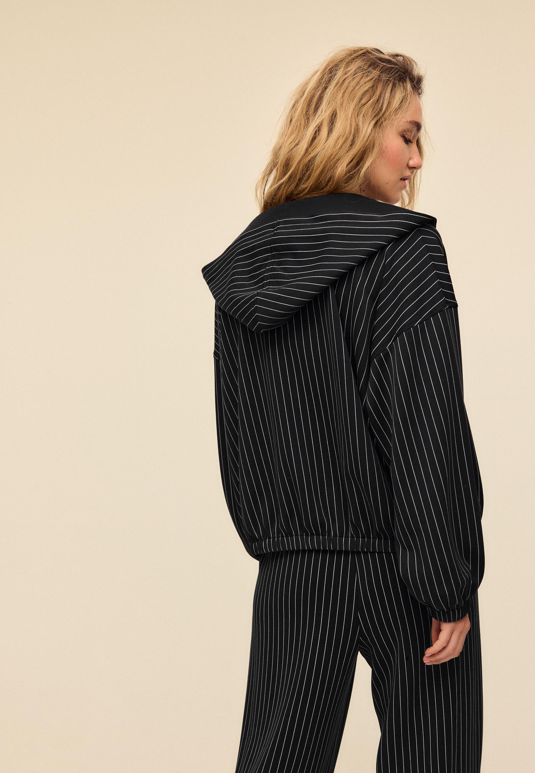 Soft-touch striped sweatshirt — Dark grey