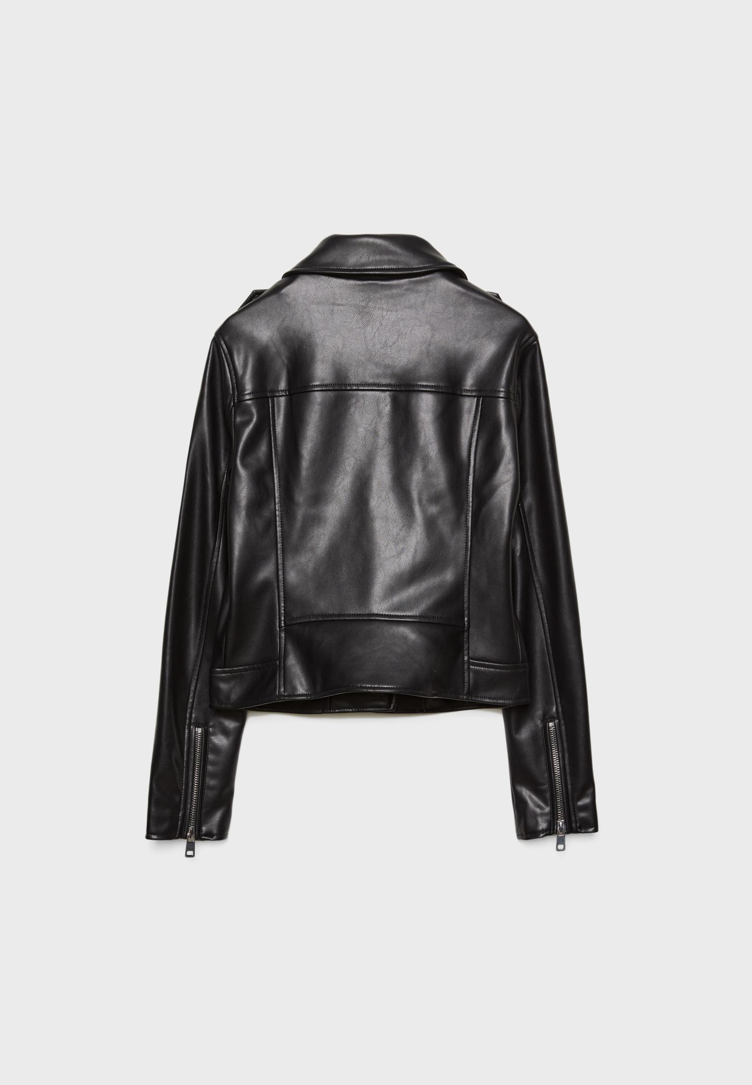 Leather effect biker jacket - Women's fashion | Stradivarius