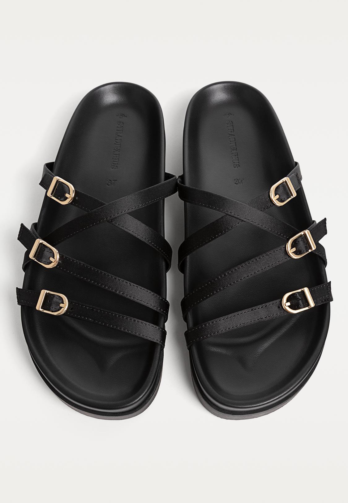 Stradivarius Sandalias Negras Planas 2021 Stradivarius Sandalias