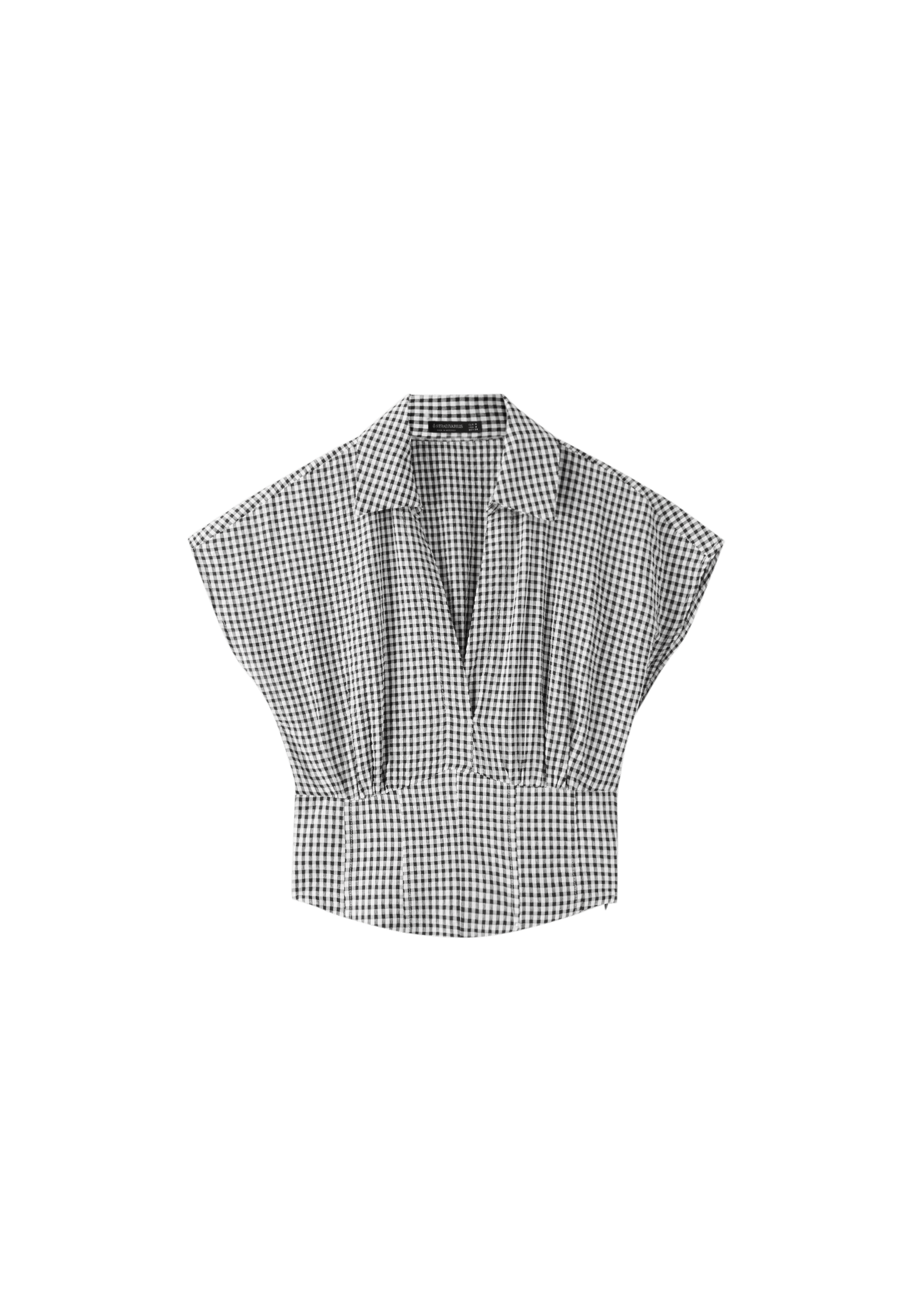 Checked cummerbund shirt — Ecru