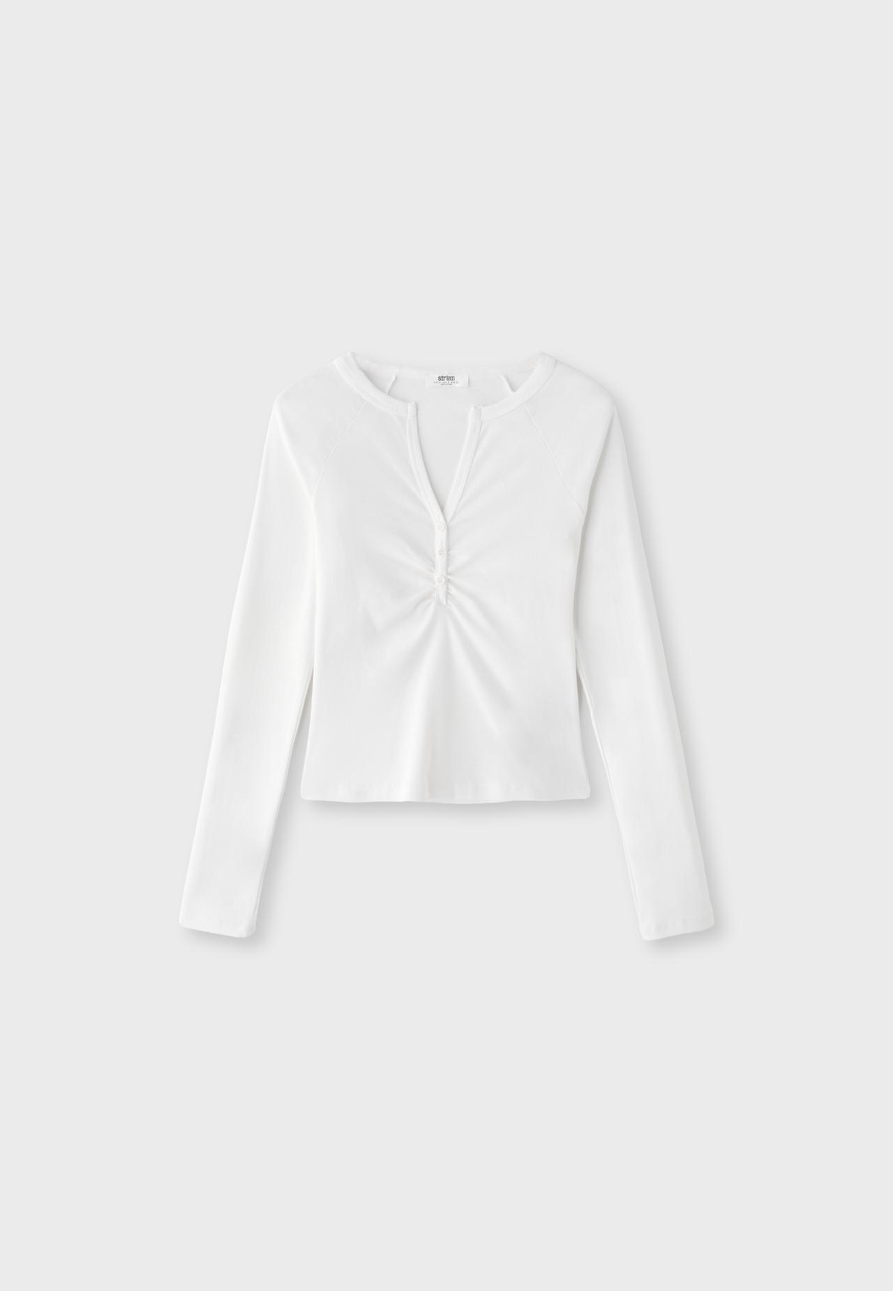 Long sleeve henley top — Ecru