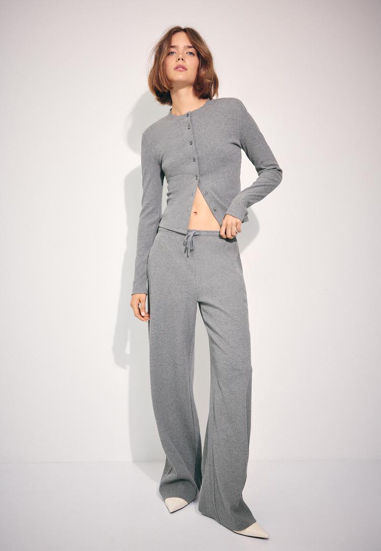 Stradivarius Zachte Ribbroek Donkergrijs Xl