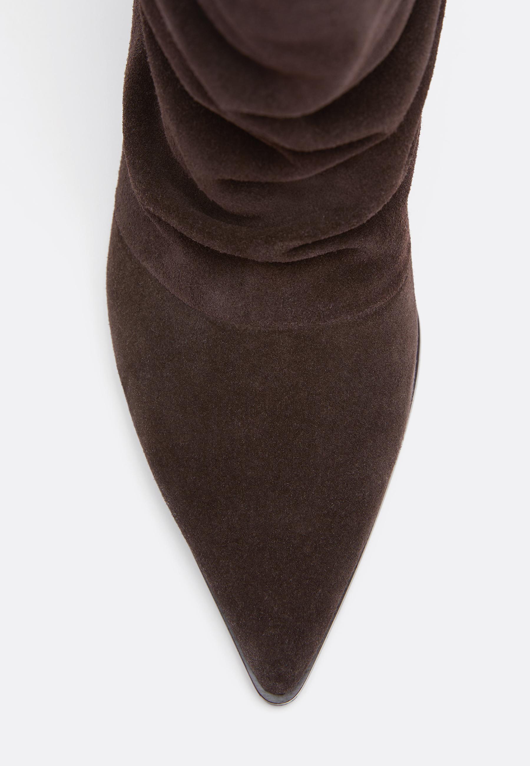 Deri slouchy stiletto topuklu bot