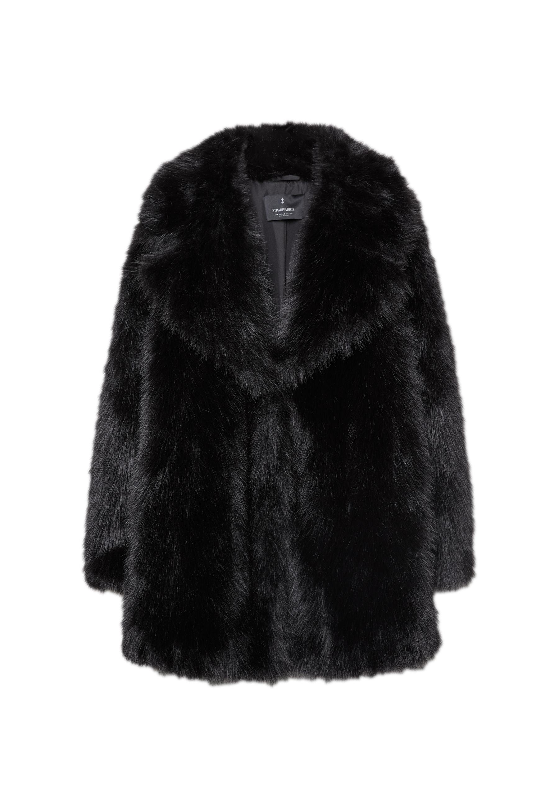 Black swirl faux fur coat best sale