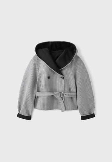 Short reversible check trench coat — Black 7