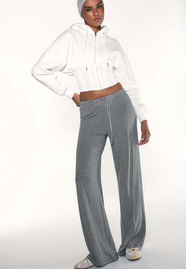 Striped slim-waist jogger trousers — Grey melange 1
