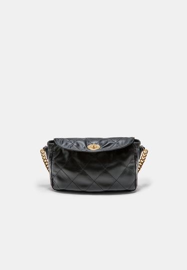 Quilted shoulder bag with chain — Black 1