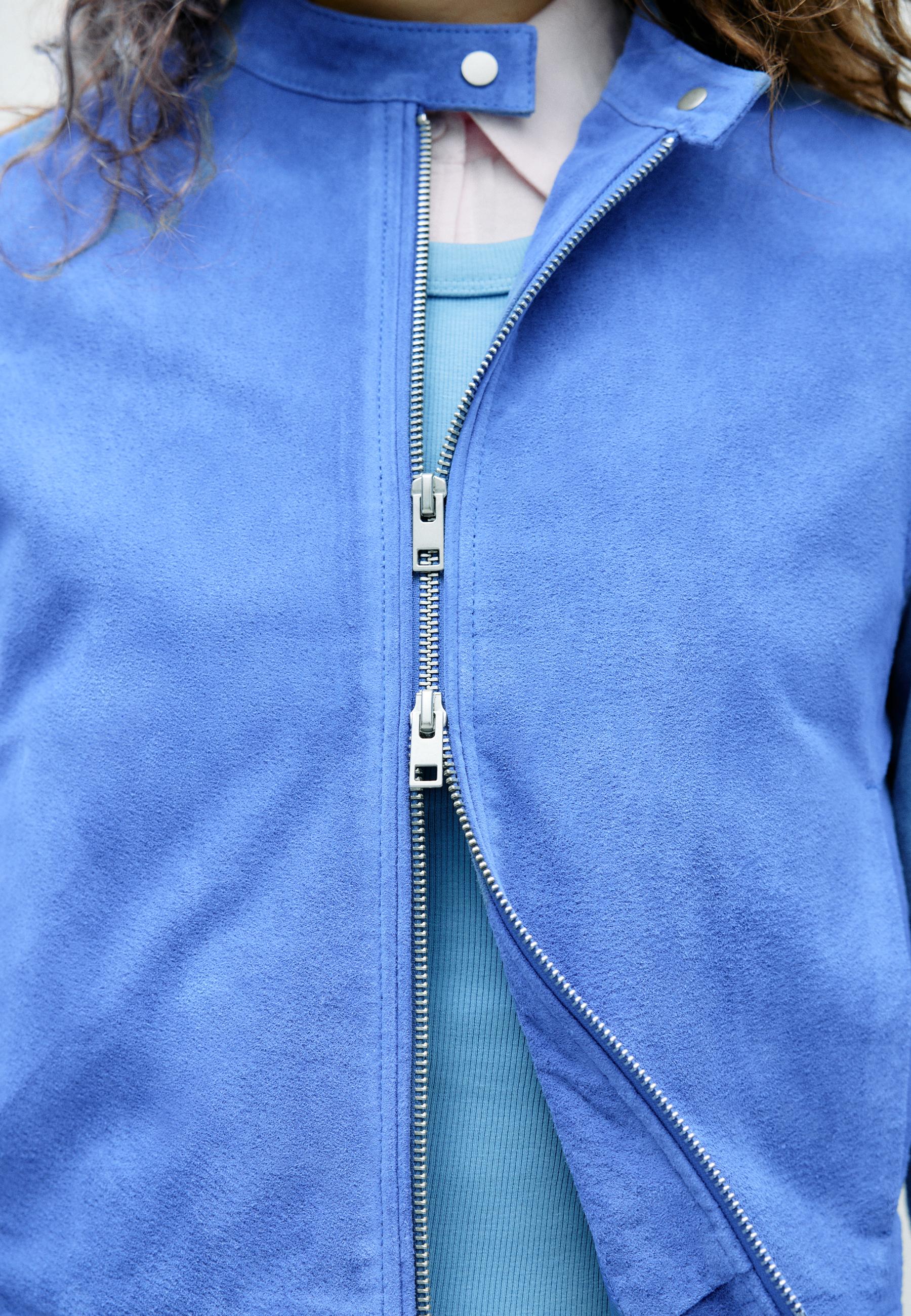 100% leather biker jacket — Royal blue
