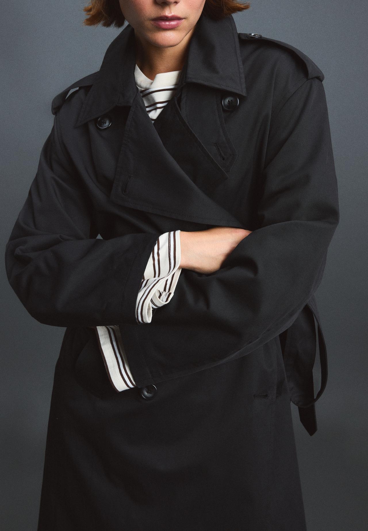 Long basic trench coat — Black