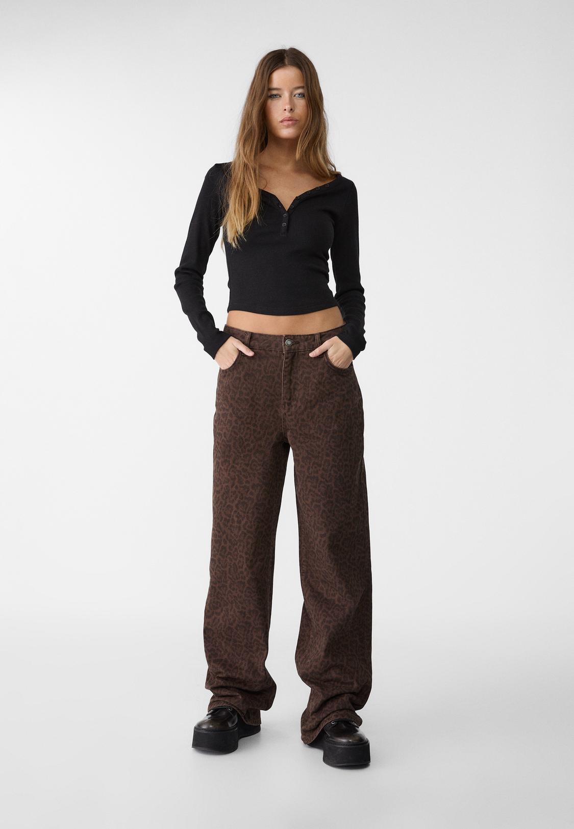 Wide Leg Pantalon De Vestir Mujer Stradivarius Baggy Jeans