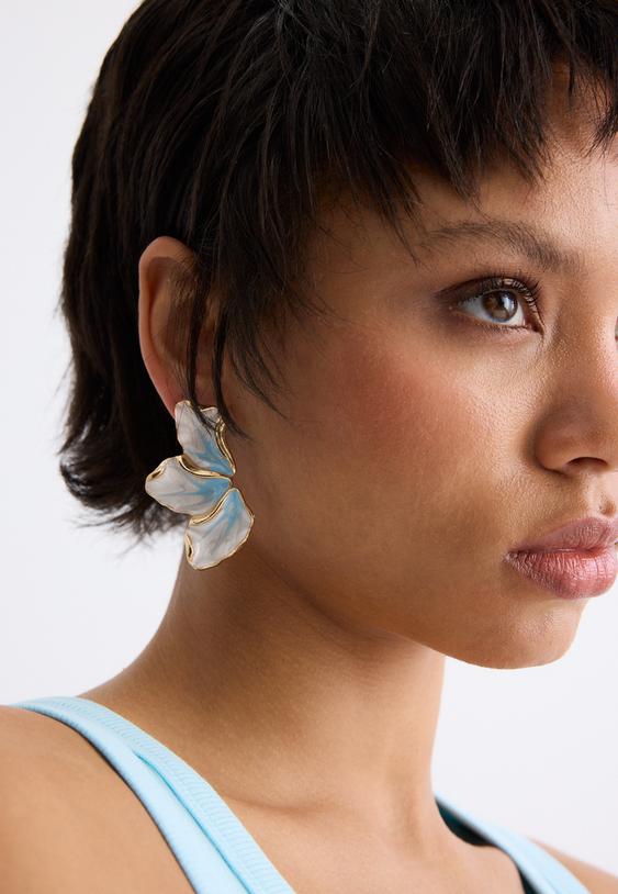 Stradivarius Cercei Evantai Emailat Albastru Os