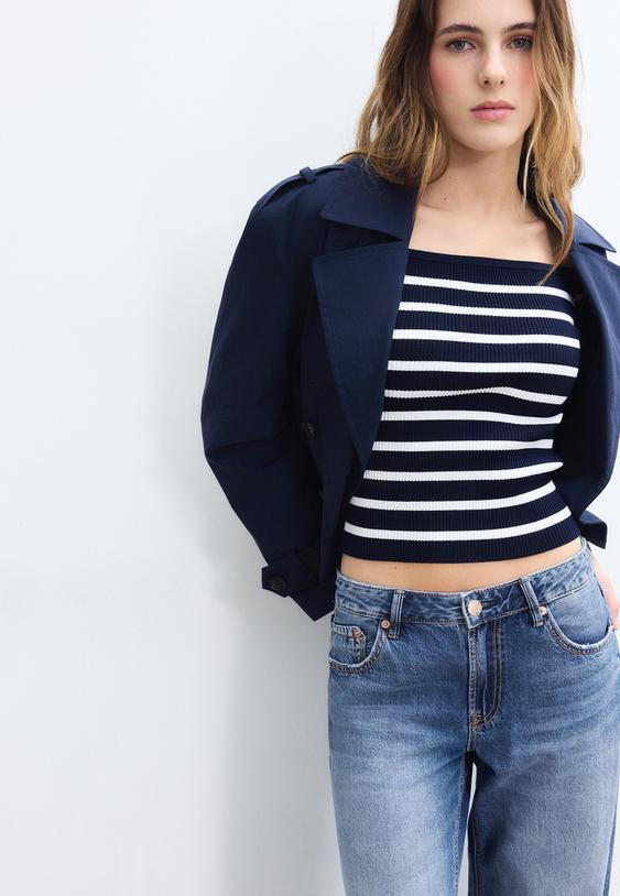 Stradivarius D91 Low Wide-Leg Jeans Medium Blue Denim 4