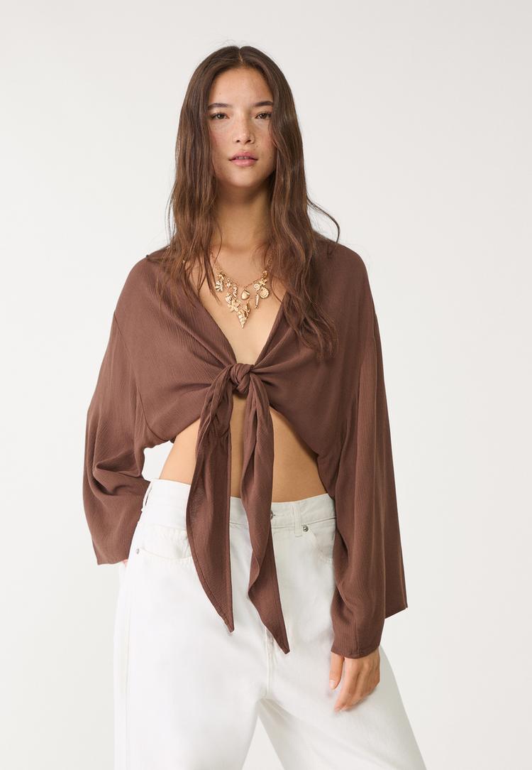 blusa fluida nudo