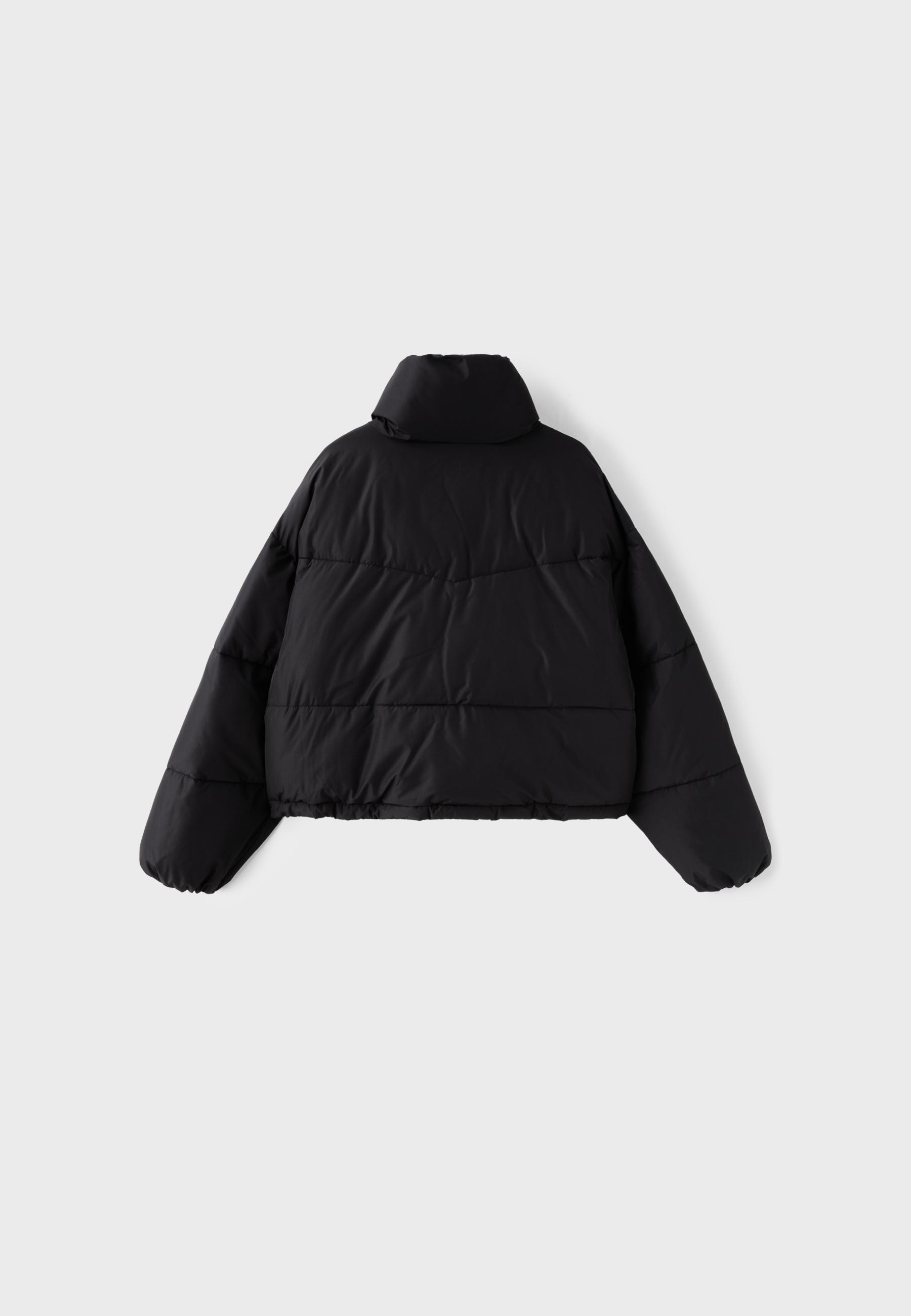 High neck cropped down jacket — Black