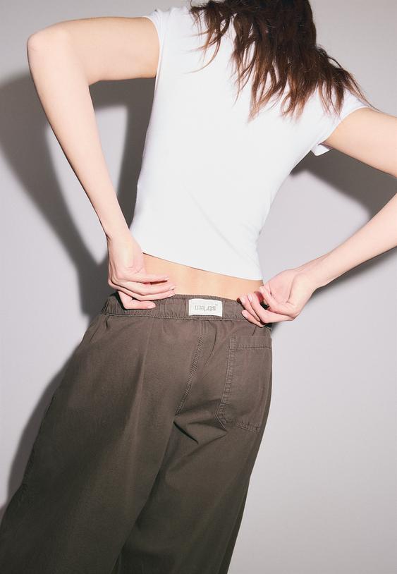 Stoperli poplin barrel pantolon - Görsel 8