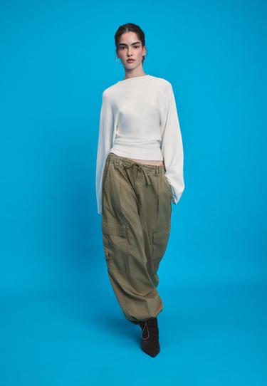 Knit jumper with kimono sleeves and stand collar — Ecru 2