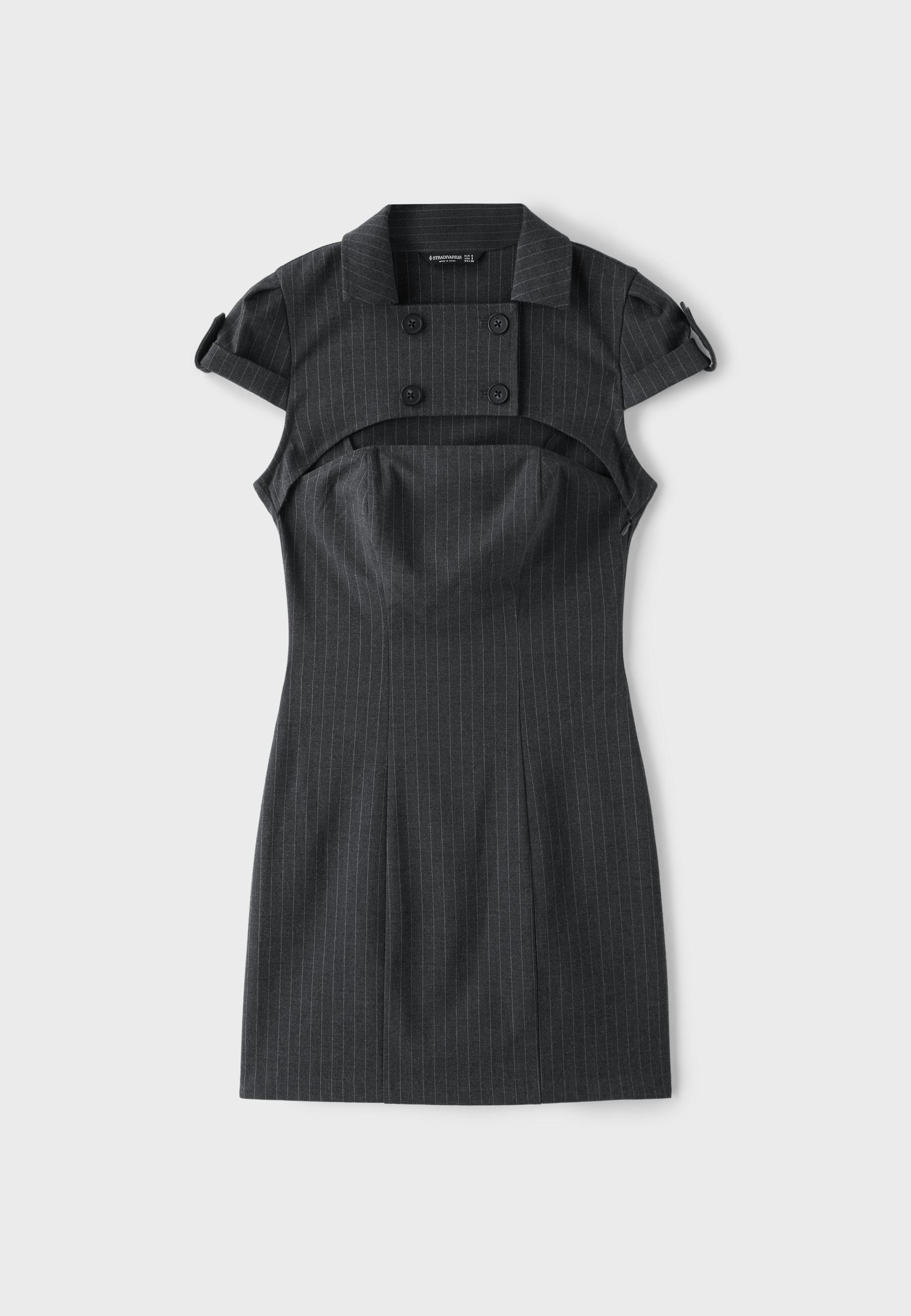 Tailored mini dress with buttons — Dark grey