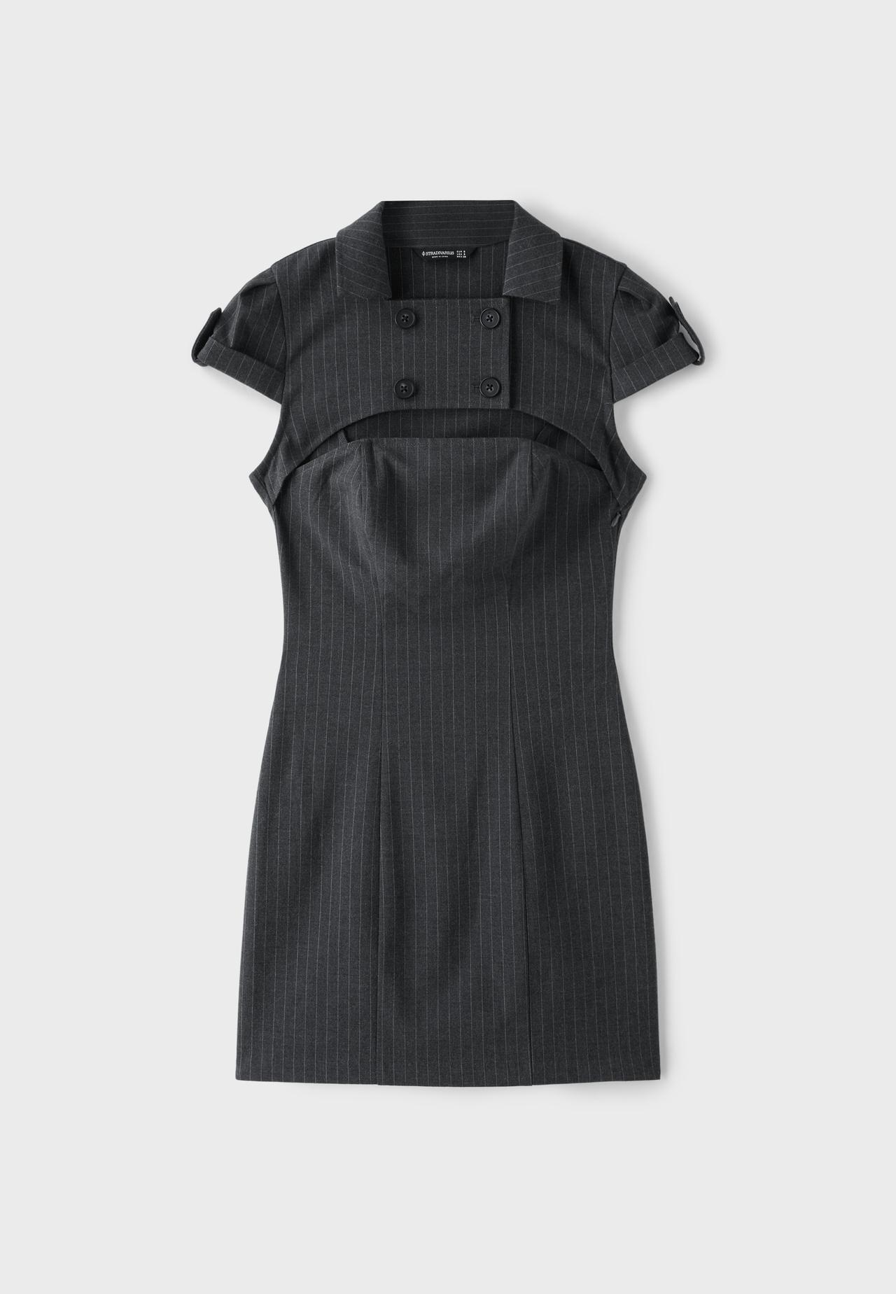Sartorial mini dress with buttons — Dark grey