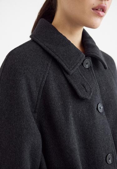 Long buttoned wool coat — Dark grey 4