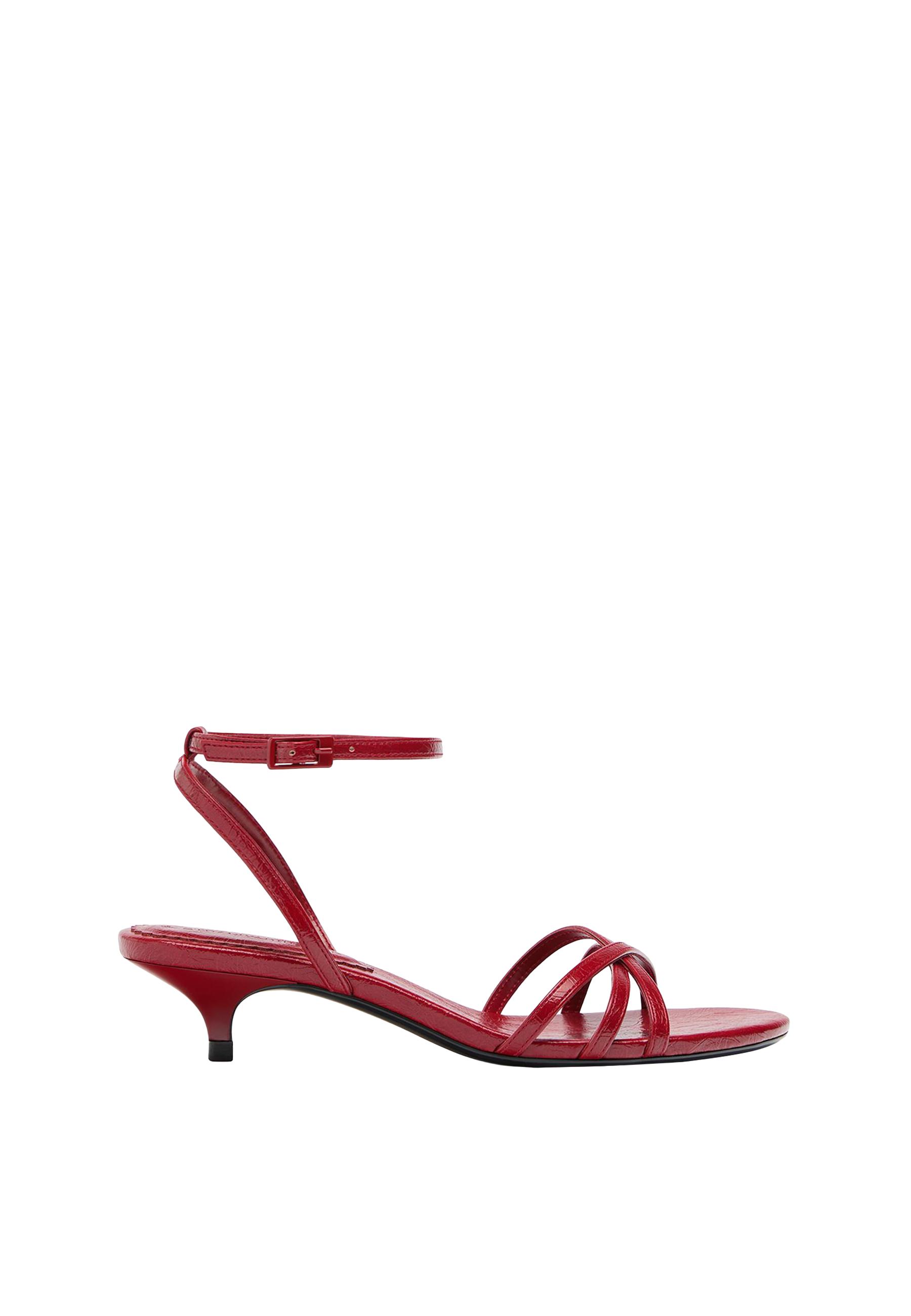 Kitten heel strappy sandals — RED