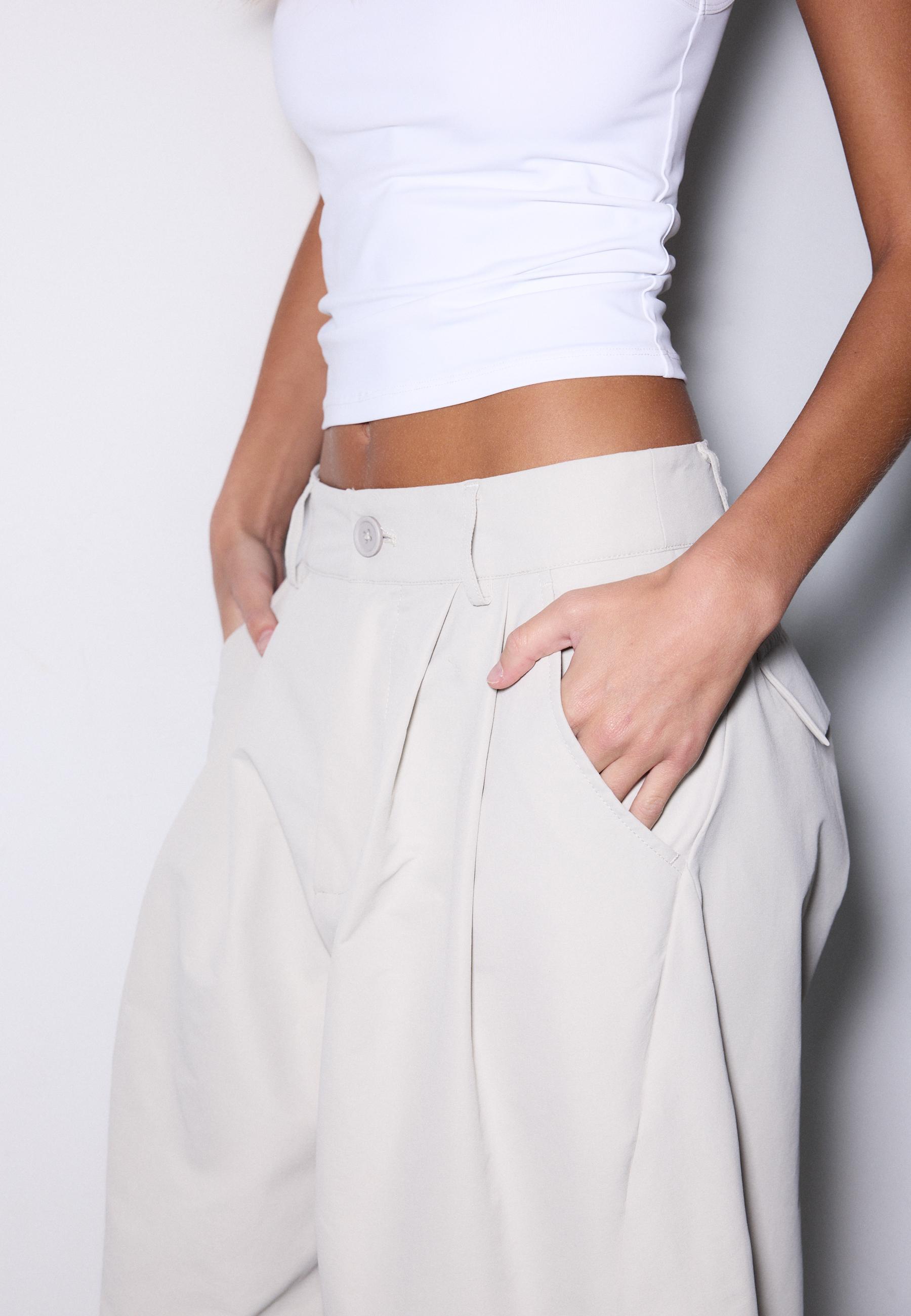 Barrel smart trousers — Stone