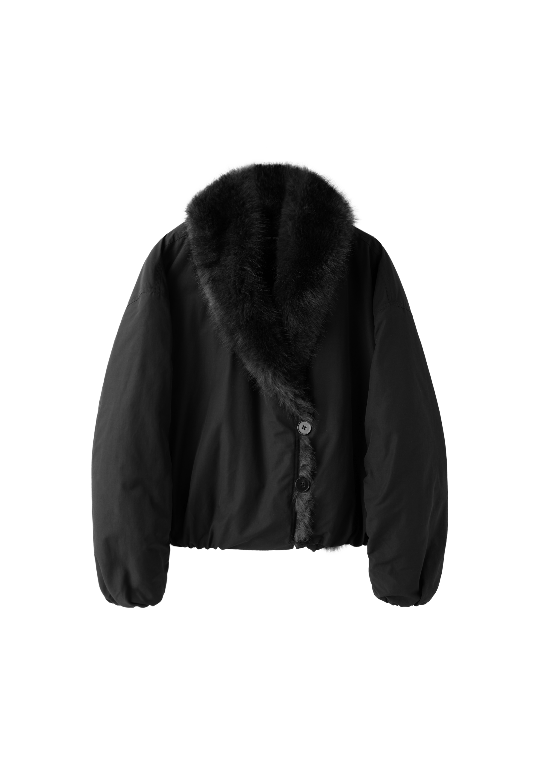 Padded jacket with faux fur collar — Black
