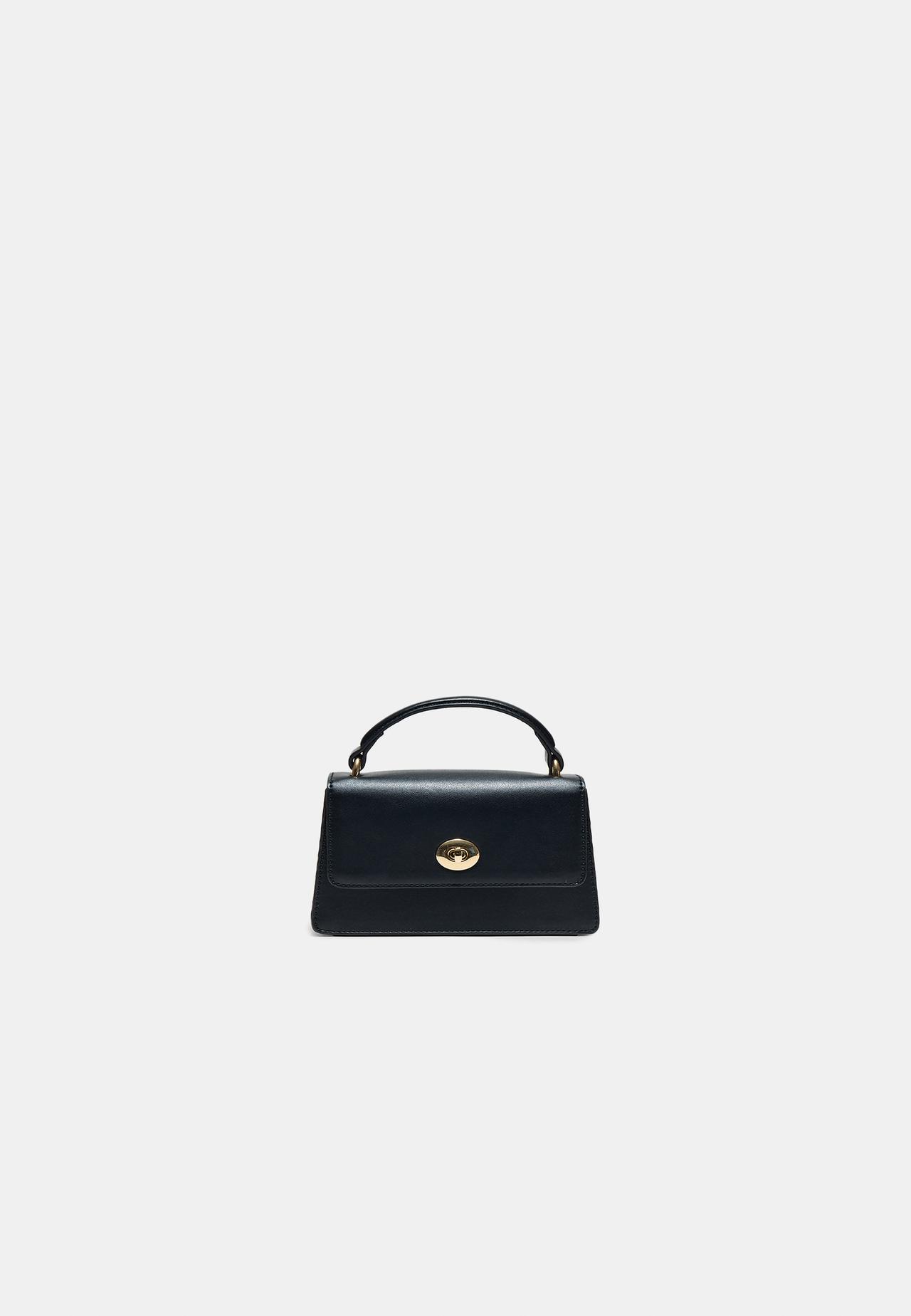 Rigid metal clasp crossbody bag — Black