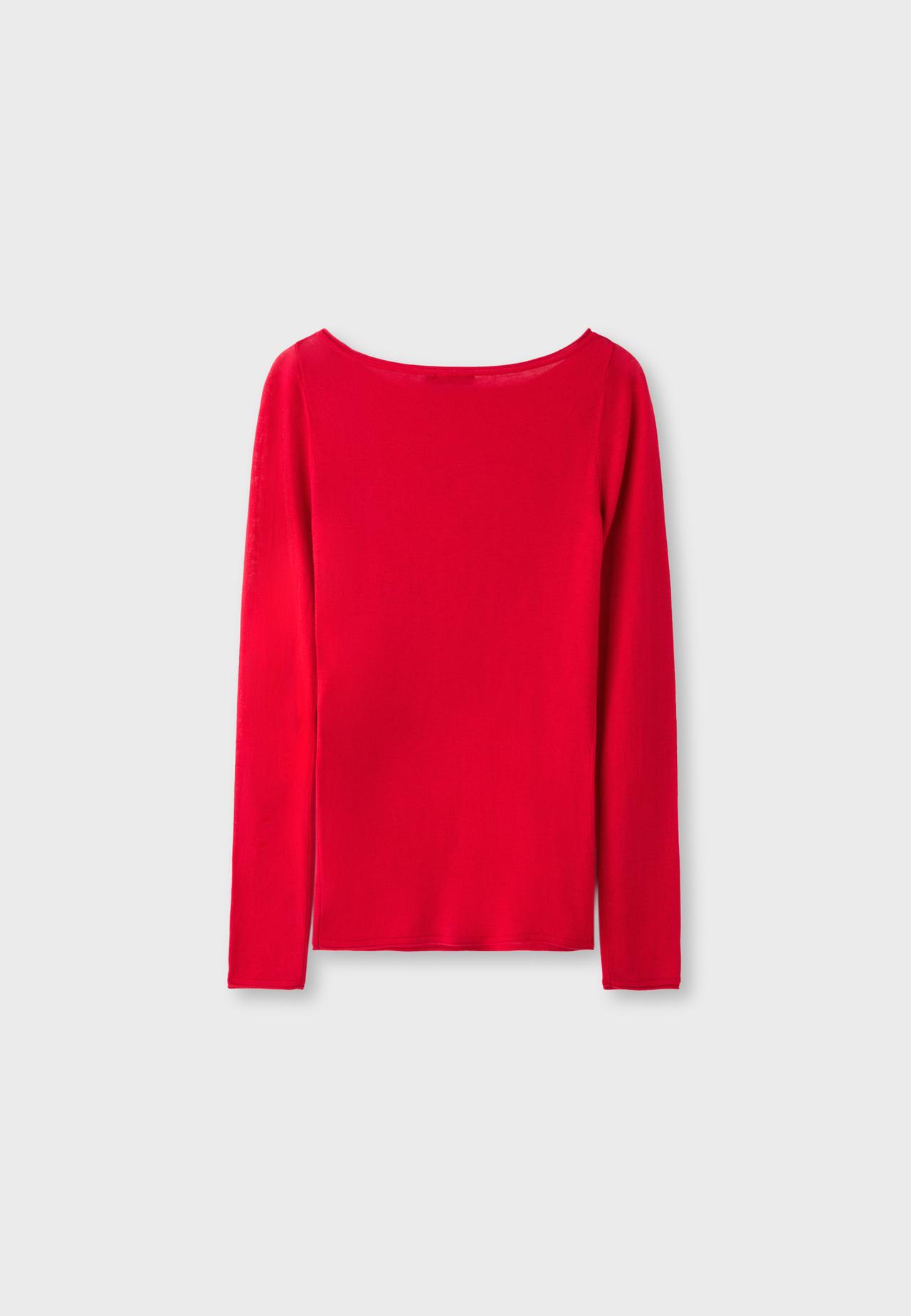 Basic wool and silk boat neck jumper — Red