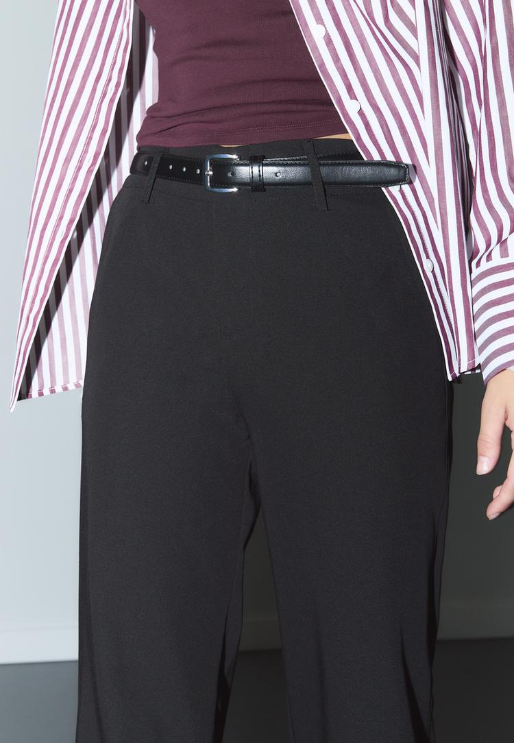 pantalon fluido recto vestir cinturon