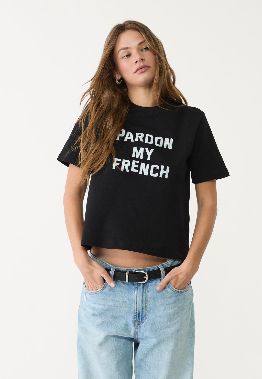 Cotton T-shirt with slogan