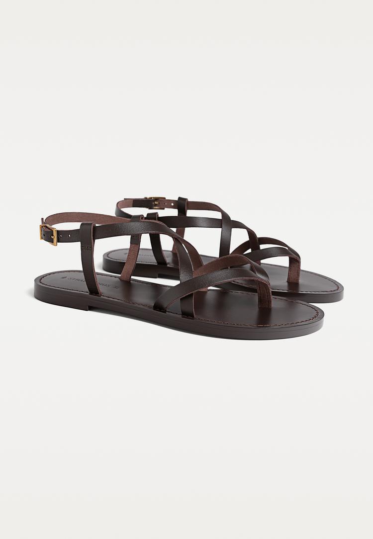 platte leren sandalen met bandjes